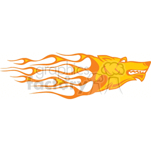 clipart - wolf with flames on white.