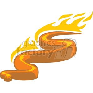 snake with flames on white clipart.