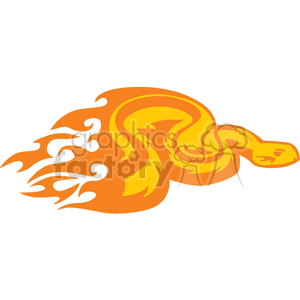 rattle snake with flames on white clipart. Commercial use image # 373320