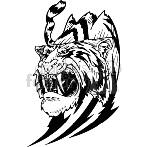 predator predators animal animals wild vector signage vinyl-ready vinyl ready cutter black white cat cats tiger tigers tattoo tattoos design designs roar roaring prowling
