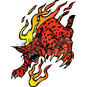 clipart - flaming wildcat.