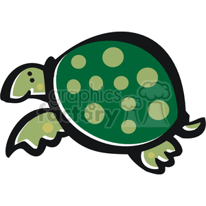 The image shows a green turtle with a black outline. The overall image has a whimsical, cartoon-like feel.