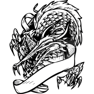 dragon dragons eps jpg png gif vector clipart images vinyl-ready vinyl+ready cutter banner scroll scrolls black+white
