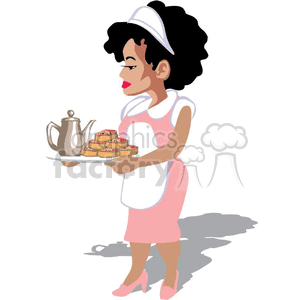  African American waitress clipart. Commercial use image # 373692