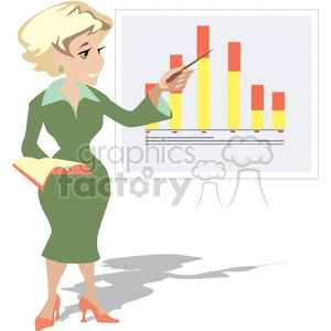 Woman professor educating with a bar graph