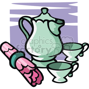 Teapot and cup set clipart.