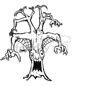 Scary tree with spider web clipart. Commercial use image # 374407