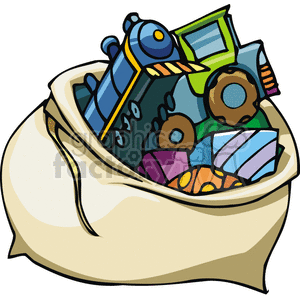 Bag of toys clipart.