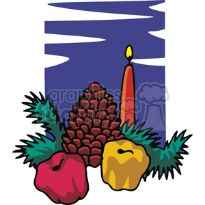 clipart - Pine cone and candle.