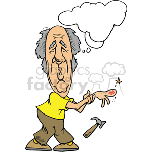 Man who hit his finger with a hammer clipart. Royalty-free image # 375035