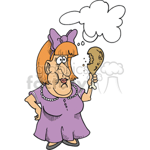 Womend eating a chicken leg clipart. Royalty-free image # 375045
