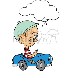 Young child driving his toy car clipart.