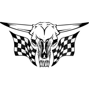 Skull with racing flags clipart.