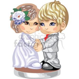 Little girl and boy dressed in Sunday best holding hands clipart. Royalty-free image # 376186
