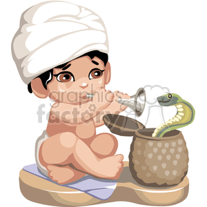 Child snake charmer wearing a turban clipart. Commercial use image # 376191