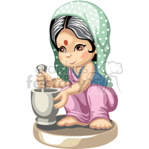 A little indian girl mixing clipart.