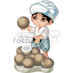 An indian boy with coconuts