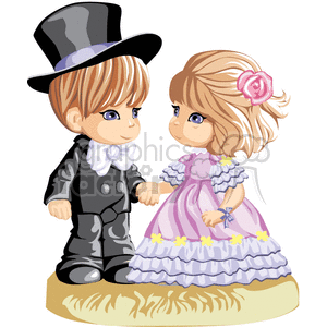 Little Boy in a Black Tuxedo Holding a Girls Hand clipart. Royalty-free image # 376386