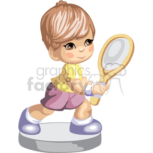 A Child With Brown Hair Playing with a Racket clipart. Royalty-free image # 376431