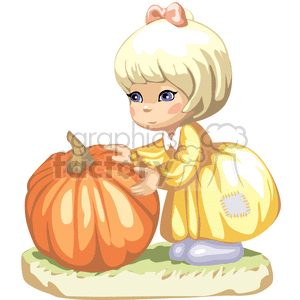 Cute little girl trying to find a pumpkin clipart. Commercial use image # 376446