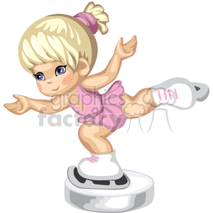 Little girl in pink in a skating competition clipart.