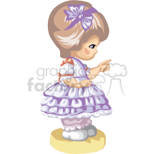A Little Brown Haired Girl with a Purple Dress Pointing clipart. Commercial use image # 376491