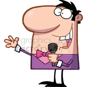 funny cartoon comic comics vector man guy mic silly happy microphone host singer purple comedian stage on talking holding