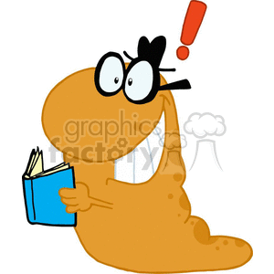 Happy bookworm reading a book with an idea mark above head clipart. Commercial use image # 377198