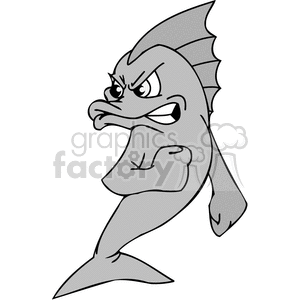 a mean looking gray fish clipart. Commercial use image # 377239