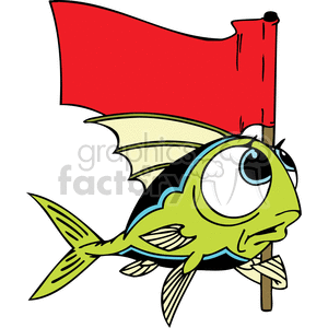 a green blue and black fish with a red flag clipart. Royalty-free image # 377274