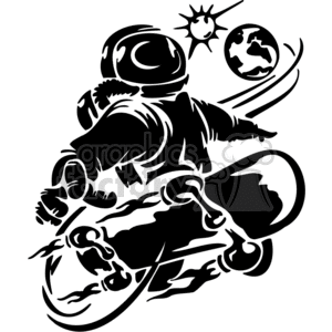 black white extreme sports sport action vector clip art skateboards tricks space earth astro astronaut astronauts skater skaters skateboarding skateboarder skateboarders