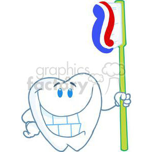 2924-Happy-Smiling-Tooth-With-Toothbrush clipart.