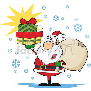 cartoon funny illustration Christmas santa sleigh