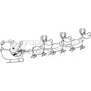 3001-Christmas-Santa-Sleigh-And-Reindeer clipart. Commercial use image # 380524