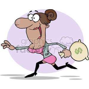 clipart - 3172-African-American-Business-Woman-Running-With-The-Money-Bag.