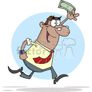 Businessman-Running-With-Dollar-In-Hand clipart.
