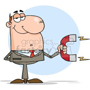 3147-Businessman-Using-A-Magnet clipart. Commercial use image # 380653