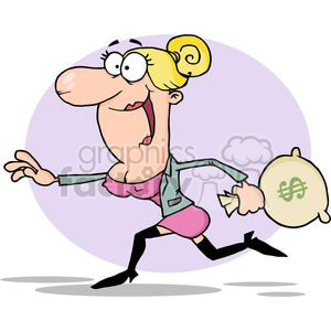 3170-Business-Woman-Running-With-The-Money-Bag clipart. Royalty-free image # 380703