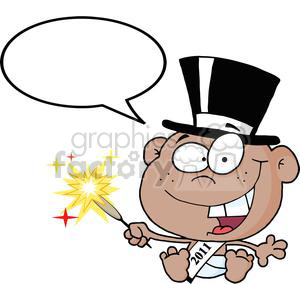 African-American-New-Year-Baby-With-Speech-Bubble clipart. Royalty-free image # 381315