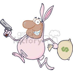 bank robber dressed in a bunny costume clipart.