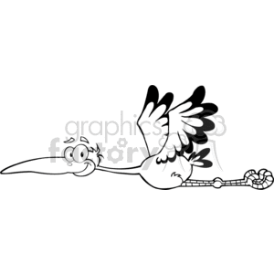 black and white stork clipart. Commercial use image # 382117