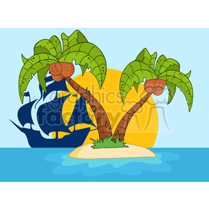 cartoon funny vector sun sunshine island islands palm tree trees tropical pirate pirates ship