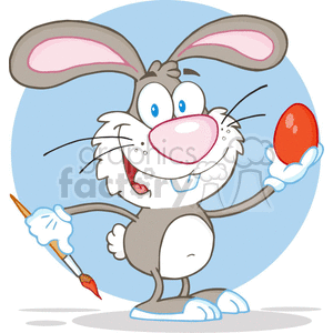 Easter bunny painting an egg clipart. Commercial use image # 382147
