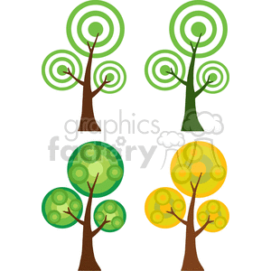 four cartoon trees clipart. Royalty-free image # 382152