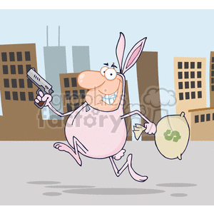 clipart - cartoon thief in a bunny suit.