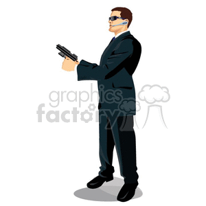 cartoon vector CIA security agent secret guard bodyguard guards