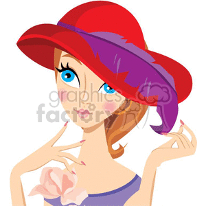 cartoon vector girl girls women cute pretty lady red+hat hats society bachelorettes prom mistress