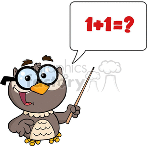 4292-Owl-Teacher-Cartoon-Character-With-A-Pointer-And-Speech-Bubble clipart. Royalty-free image # 382311