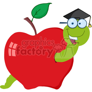 4267-Happy-Graduate-Worm-In-Apple clipart. Royalty-free image # 382321