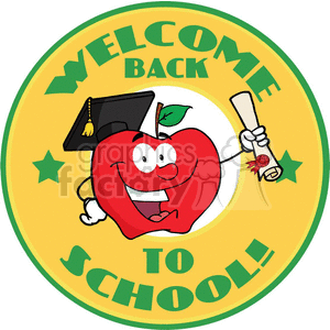 school education learning learn cartoon funny character graduation cap caps apples apple
